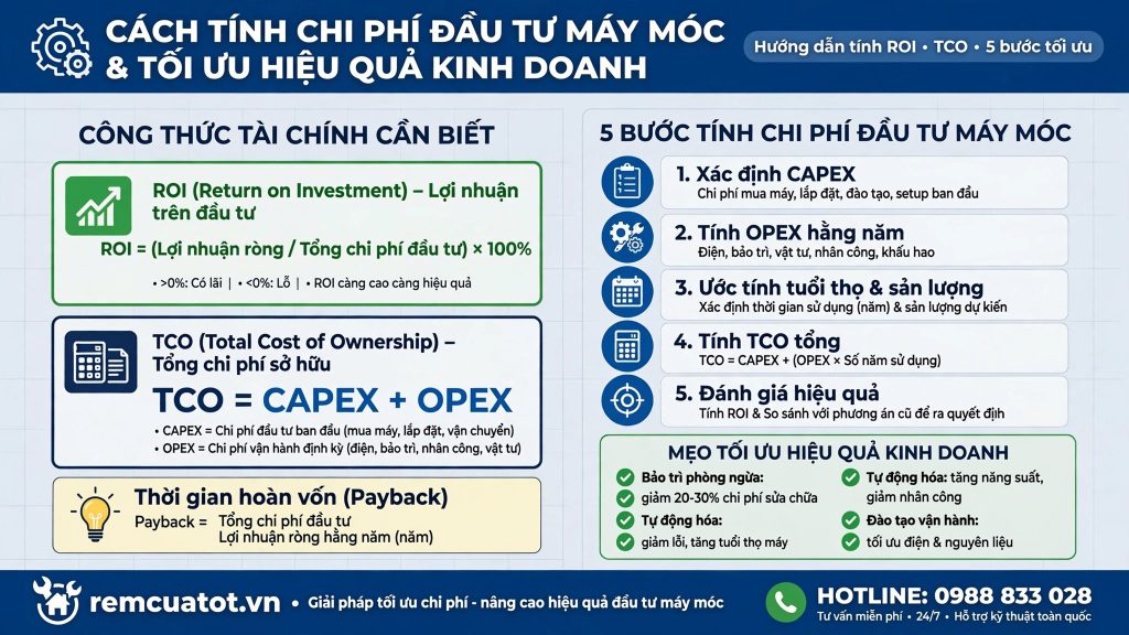 Cách tính chi phí đầu tư máy móc và tối ưu hiệu quả kinh doanh