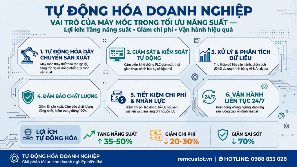 Tự động hóa doanh nghiệp: Vai trò của máy móc trong tối ưu năng suất